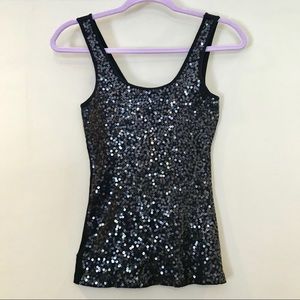 Sequin Embellished Ribbed Tank